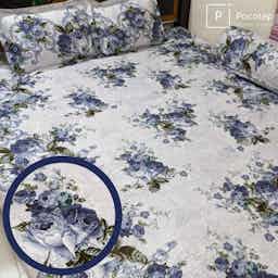 100% Twill Cotton Fabric  Bedsheets best ( Silver Flora )  (৩ পিসের সেট)