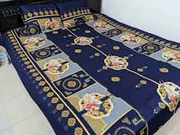 Pocotep Luxury Bedsheet – 3 Pecs (dep Blue desin)  (৩ পিসের সেট)