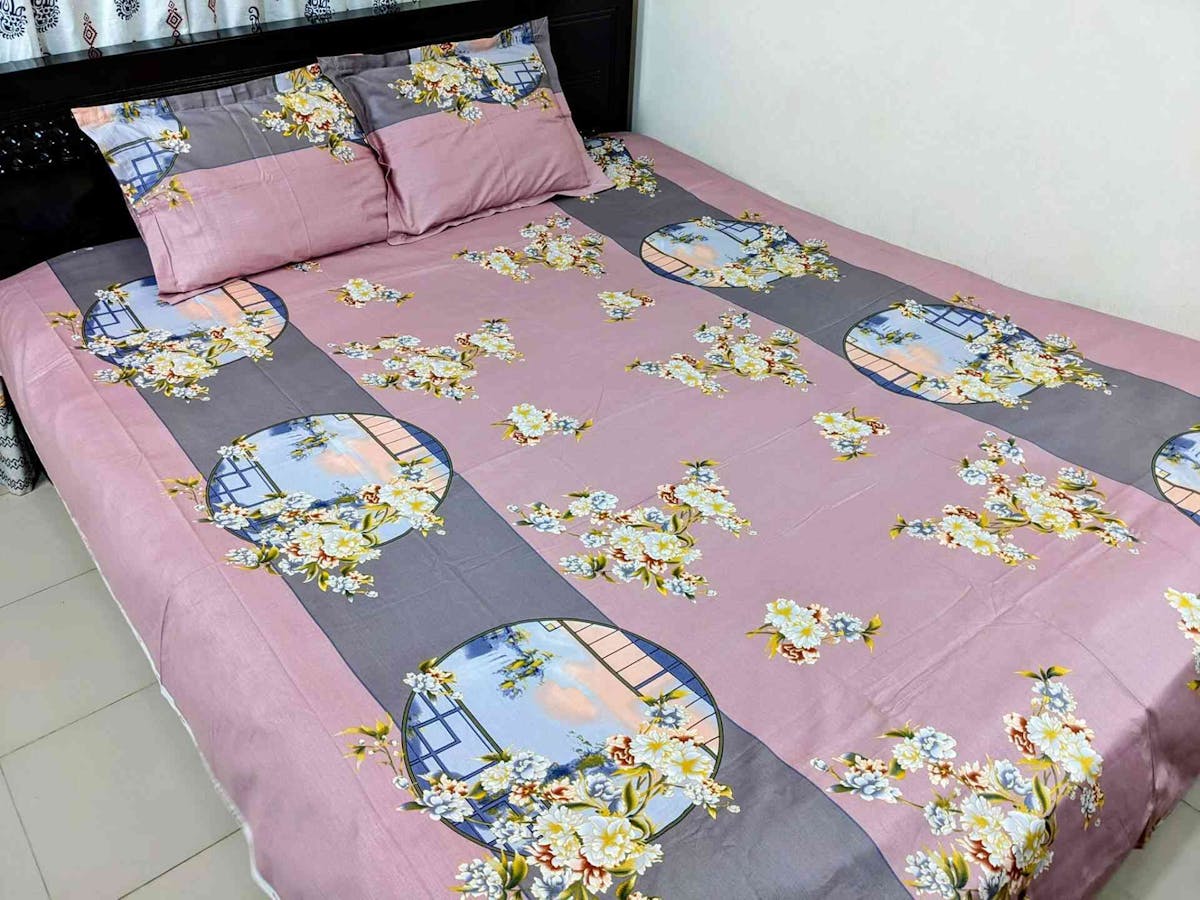 100% Cotton Luxury Bedsheet –(premium Design)  (৩ পিসের সেট)