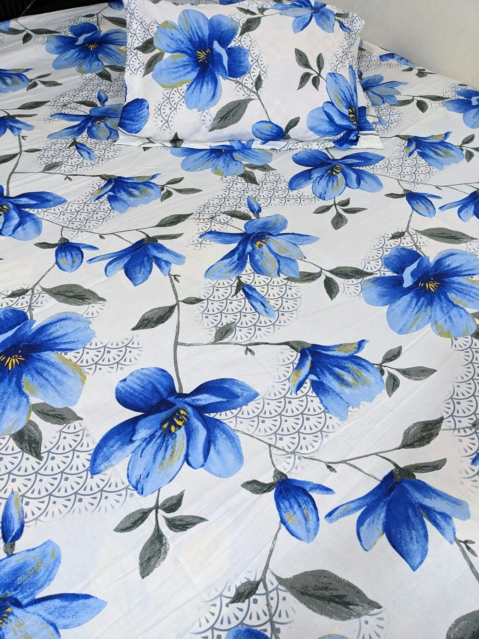 100% Cotton Fabrics Printed Premium Luxury Bedsheet –  (৩ পিসের সেট)
