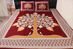 100% Cotton King Size Bedsheet (Marun Color Big Tree)  (৩ পিসের সেট)