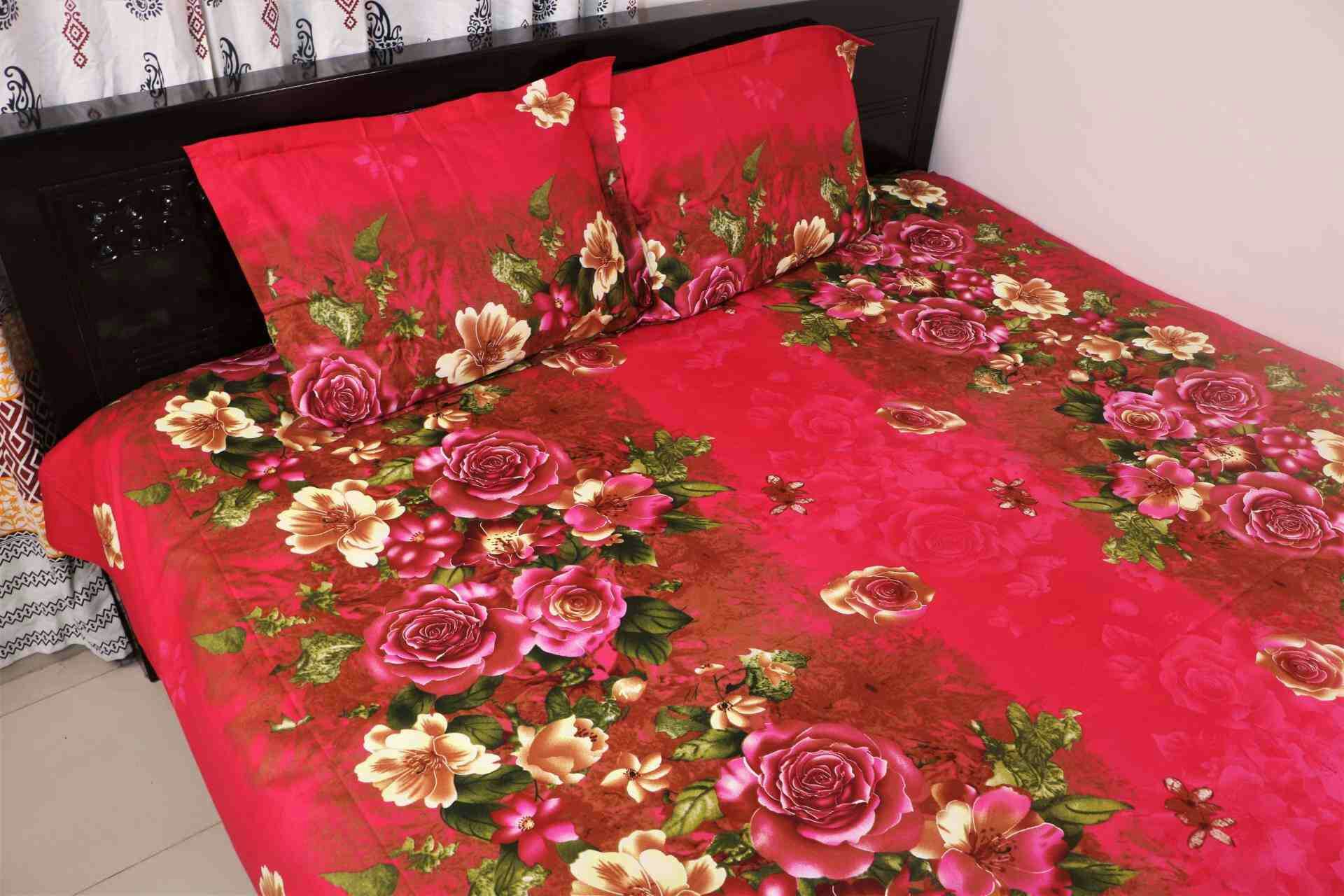 100% Cotton King Size Bedsheet New Collection  (৩ পিসের সেট)