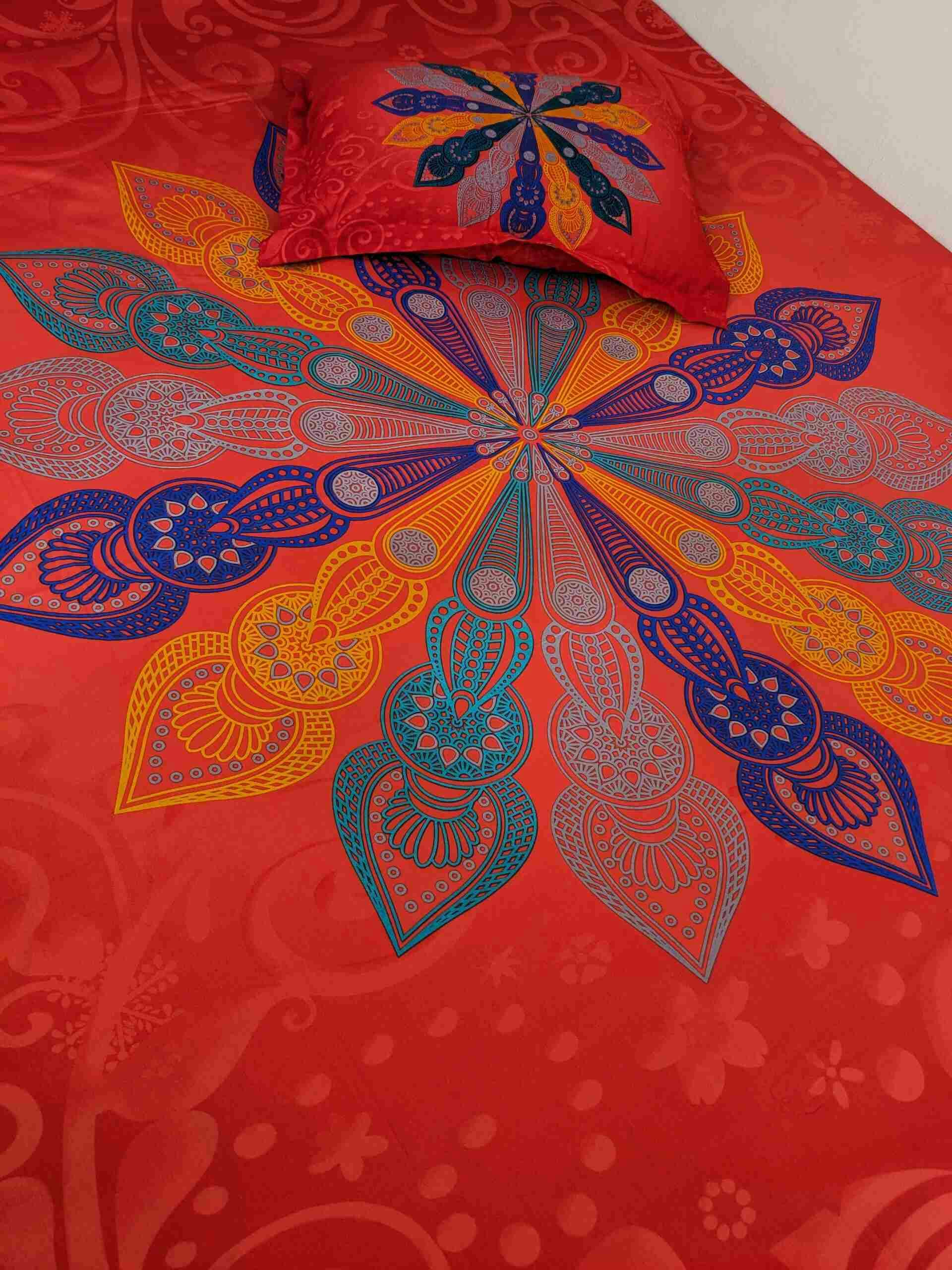 100% Cotton (Star Red Color)  Bedsheet premium quality  (৩ পিসের সেট)