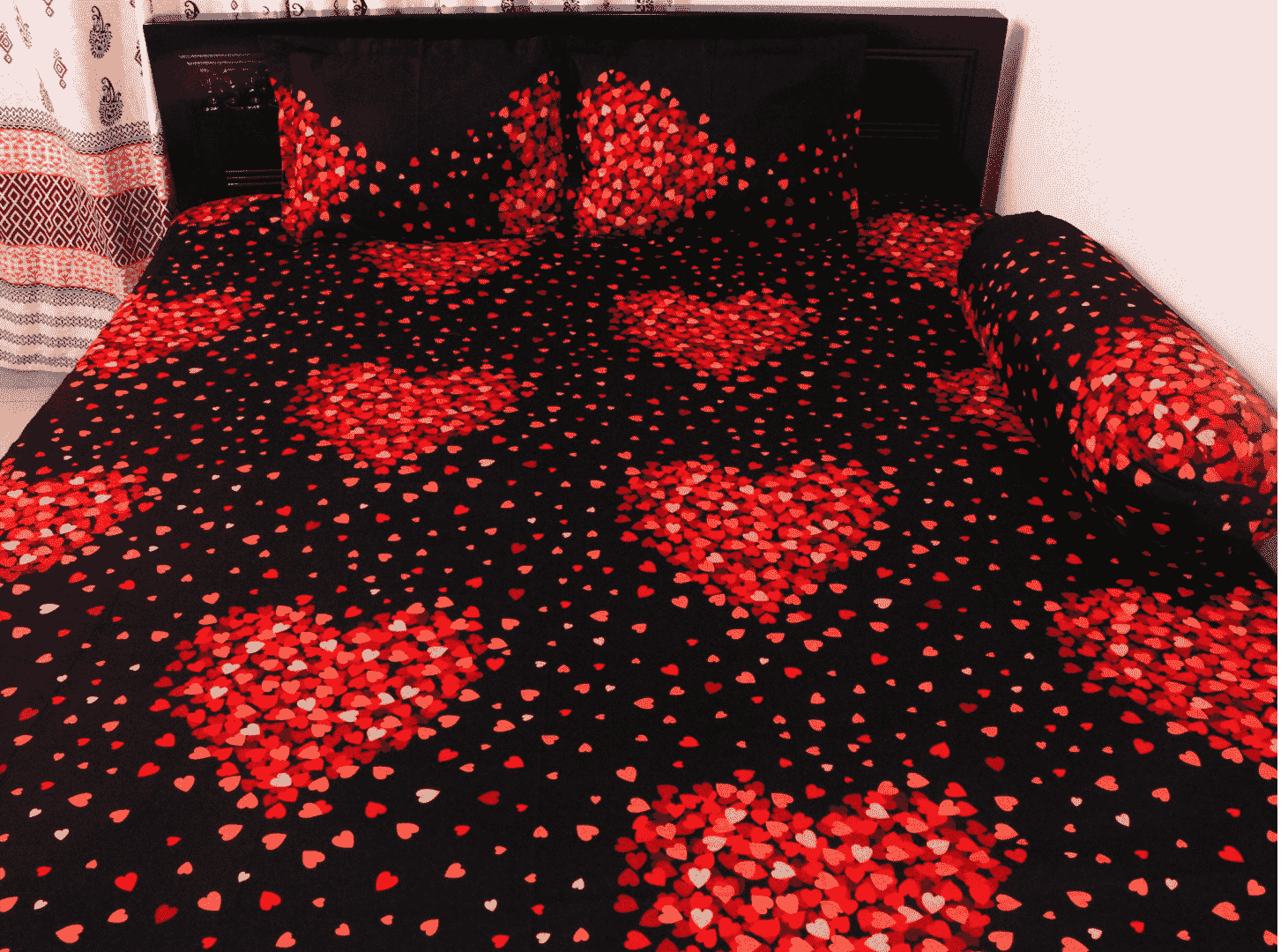 100% Cotton Fabric  Premium  Bedsheet Love Love 💕 bestselling  (৩ পিসের সেট)