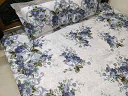 100% Twill Cotton Fabric  Bedsheets best ( Silver Flora )  (৩ পিসের সেট)