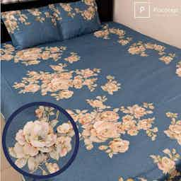 100% Cotton Luxury Bedsheet – 3 Pecs ( Bluees Design)  (৩ পিসের সেট)