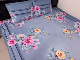 Best Quality Twill Cotton Fabric Blue Flowers  (৩ পিসের সেট)