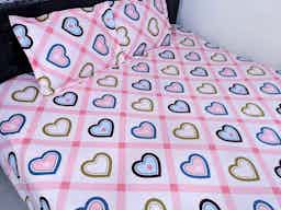 100% Cotton bedsheets new design (Cream color Love Love)  (৩ পিসের সেট)