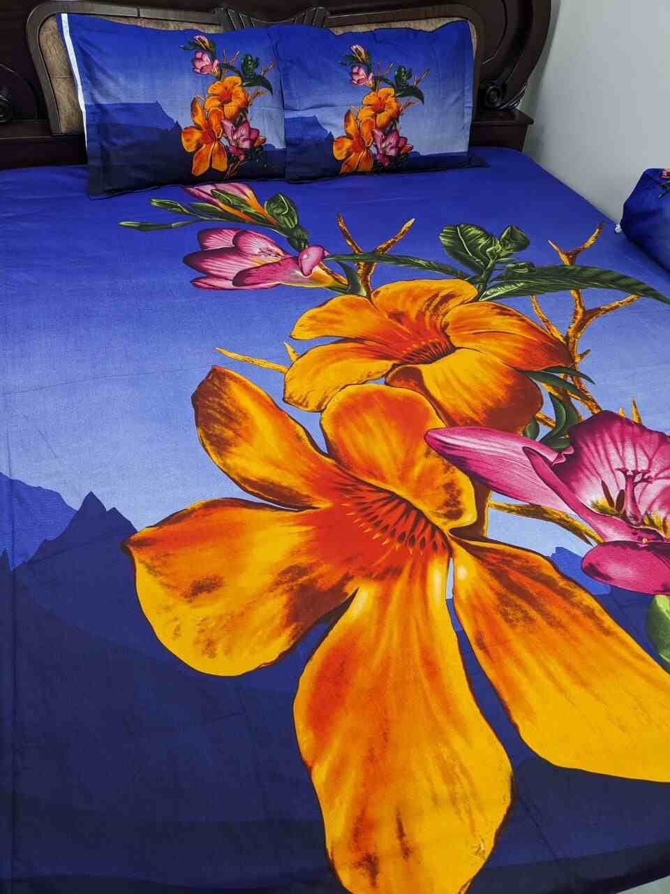 100% cotton Panel desing premium quality bedsheets  (৩ পিসের সেট)