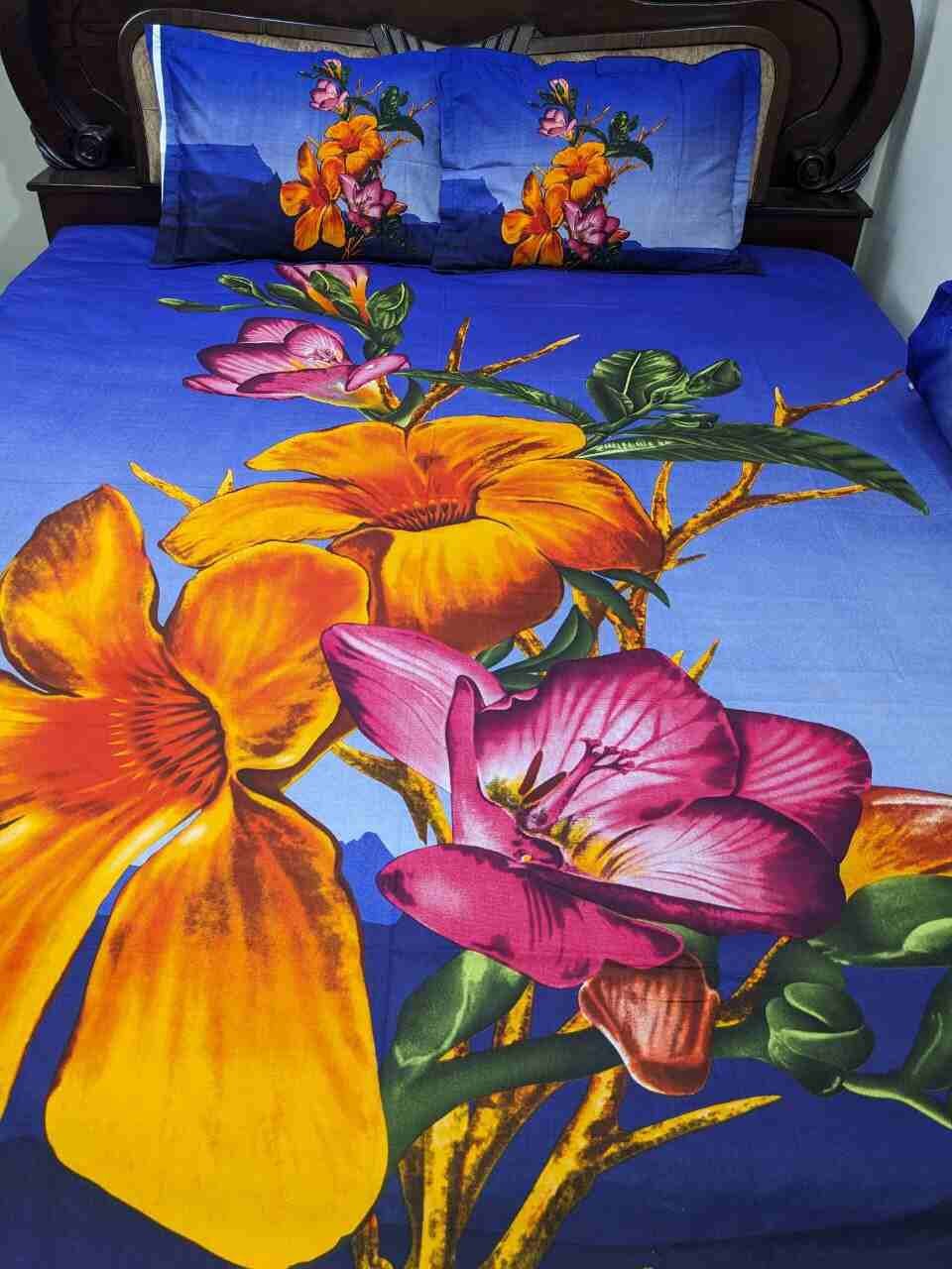100% cotton Panel desing premium quality bedsheets  (৩ পিসের সেট)