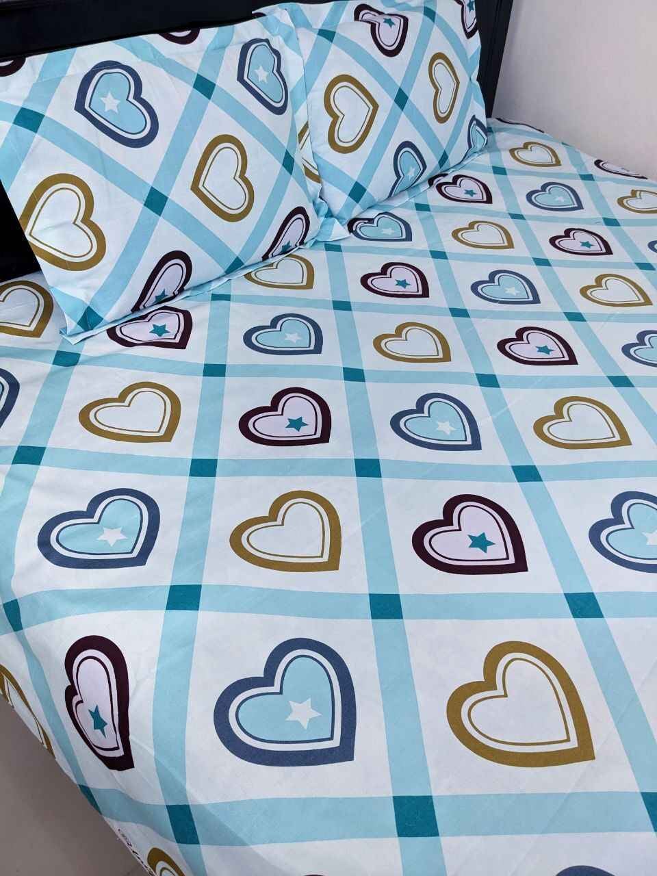 100% Cotton King Size Bedsheet New CollectionPaste colour (Today's love)  (৩ পিসের সেট)
