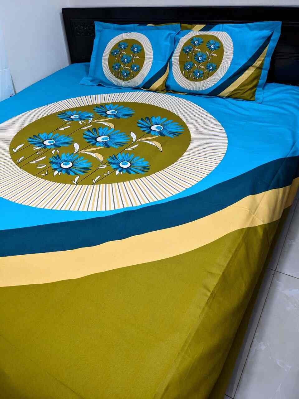 100% Twill Fabric High Quality Standard Design Bedsheet  (৩ পিসের সেট)